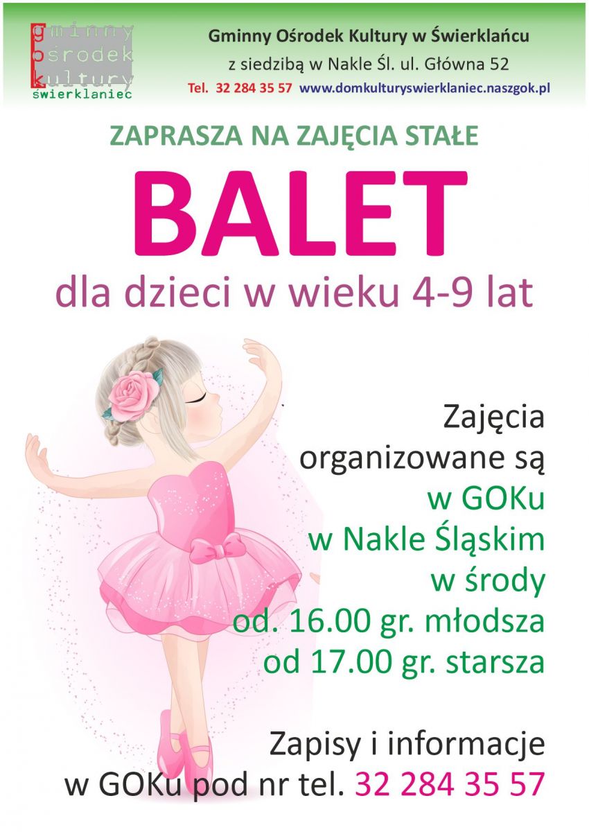 Plakat - balet dla dzieci w wieku 4-9 lat