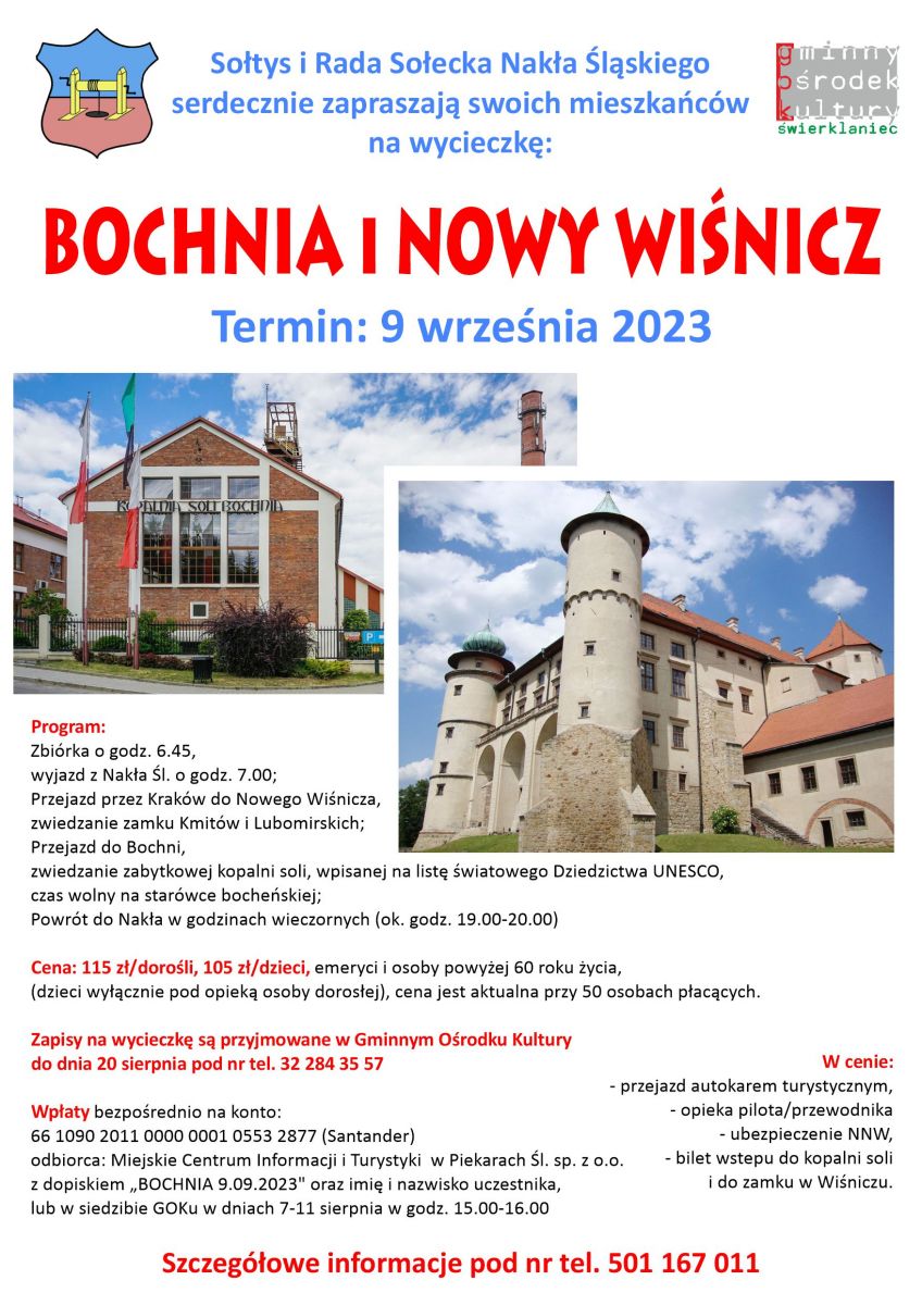 Plakat - wycieczka do Bochni i Nowego Wiśnicza - 9.09.2023