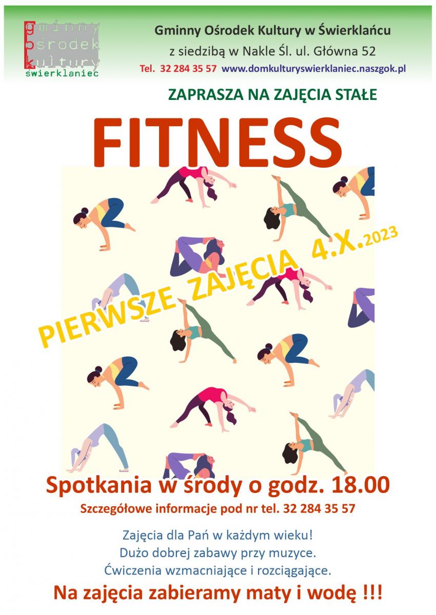 Plakat - Fitness - środy godzina 18.00