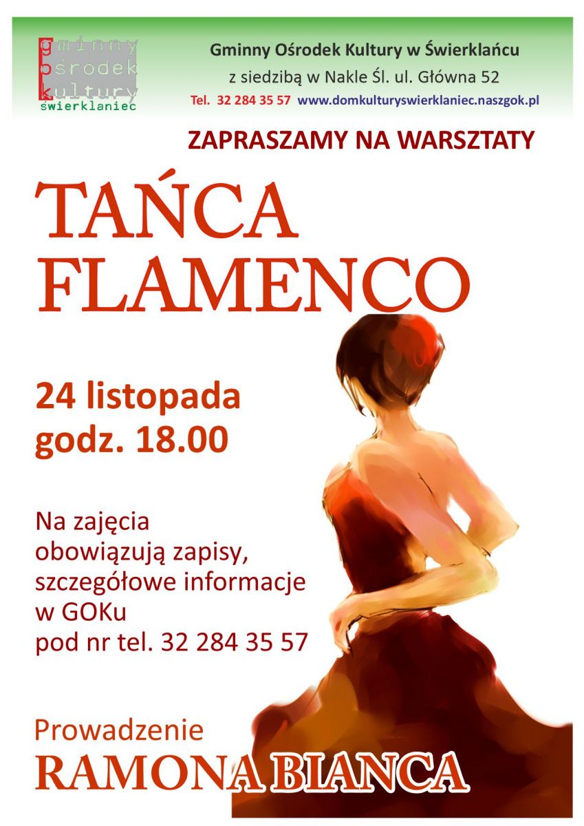 Plakat - taniec flamenco - 24 listopada godzina 18.00