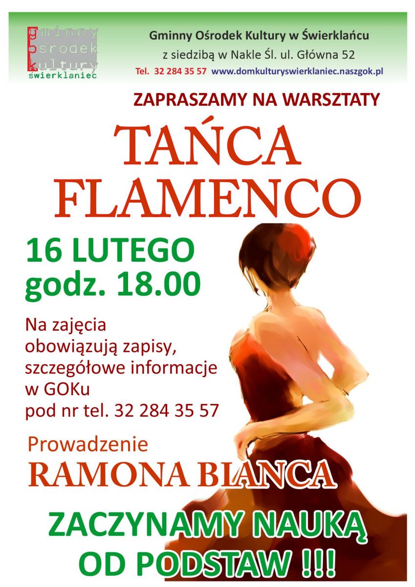 Plakat - taniec flamenco - 16 lutego 2024 roku