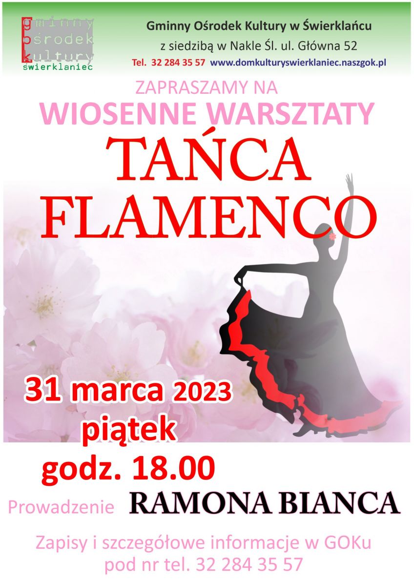Plakat - wiosenne warsztaty Tańca Flamenco - 31 marca