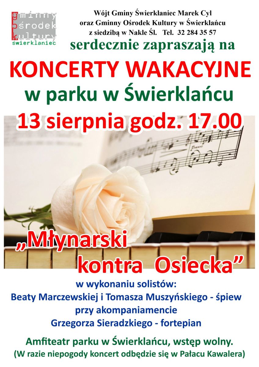 Plakat - koncert pn. Młynarski kontra Osiecka - 13 sierpnia 2023