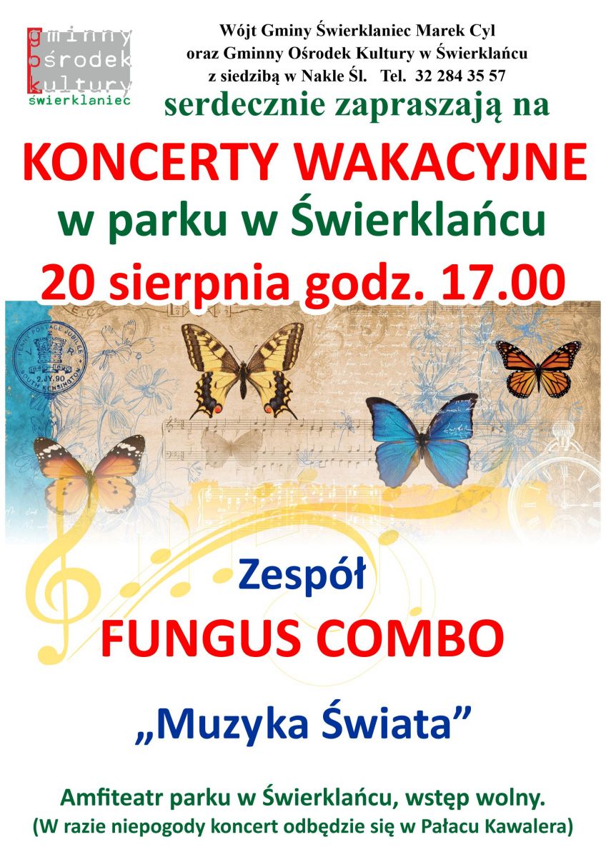 Plakat - koncert zespołu Fungus Combo - 20 sierpnia 2023