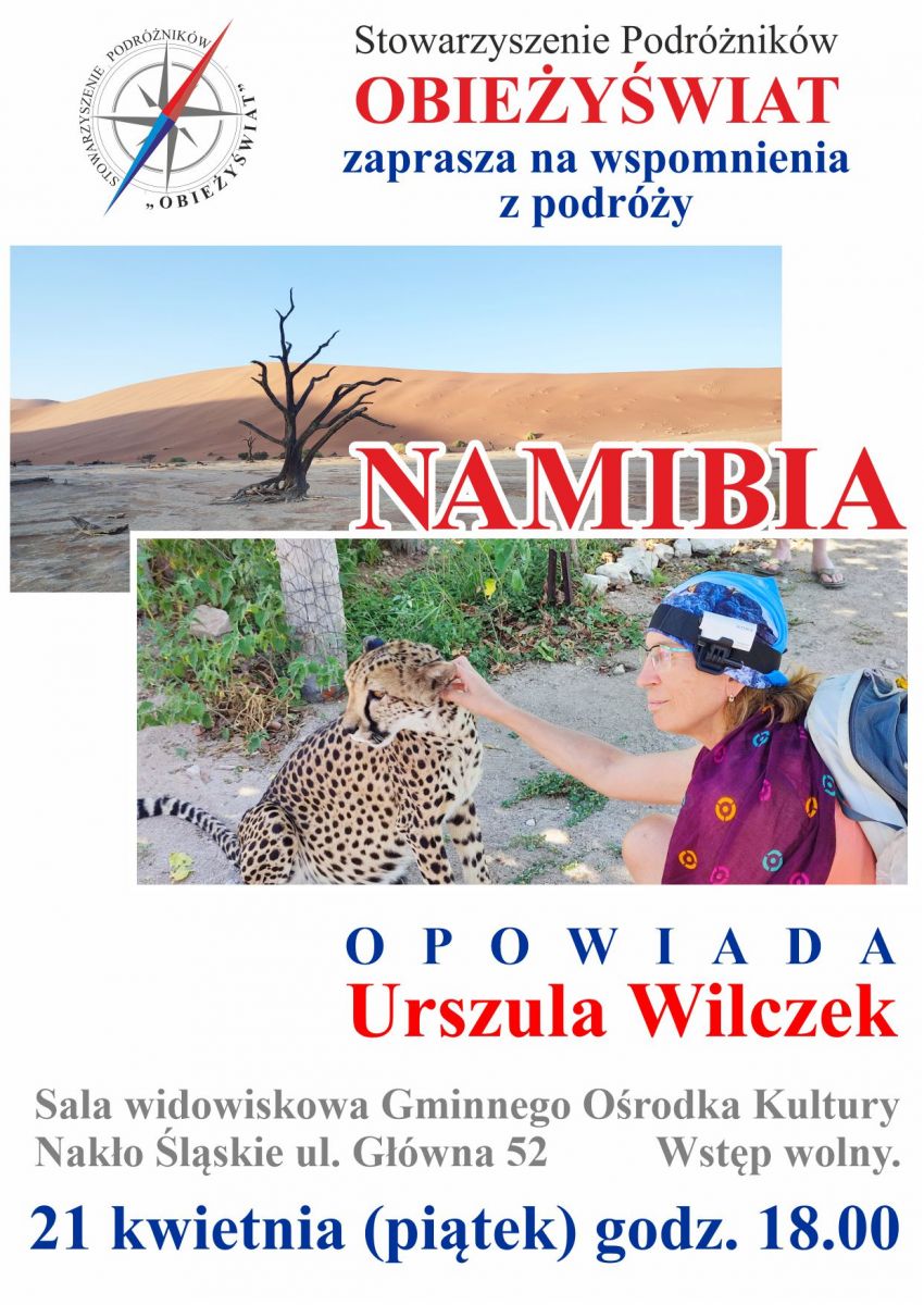 Plakat - prelekcja z podróży do Namibii