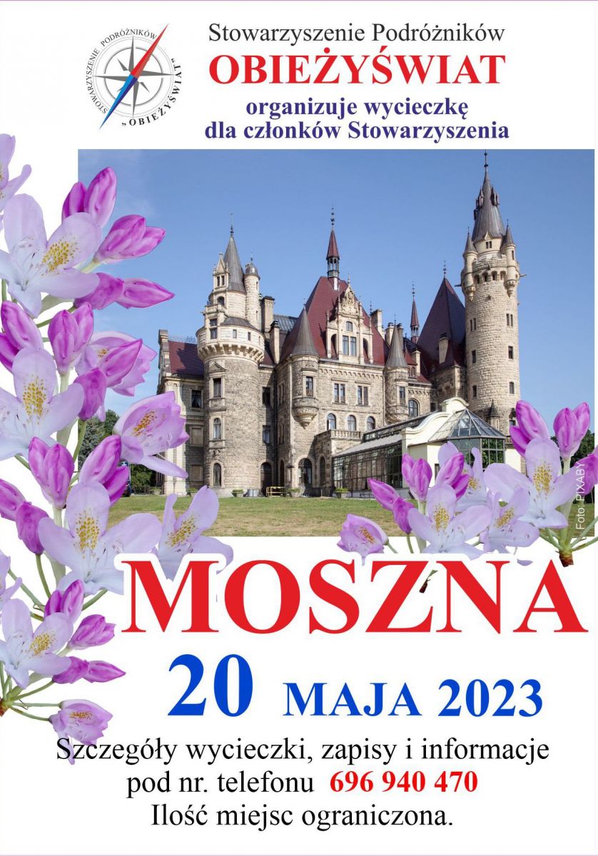 Plakat - wycieczka do Mosznej 20 maja