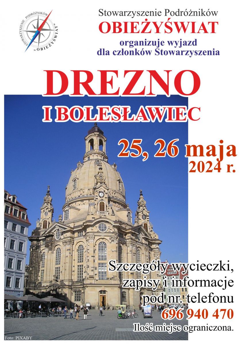 Plakat - wycieczka do Drezna i Bolesławca - 25 i 26 maj 2024 rok
