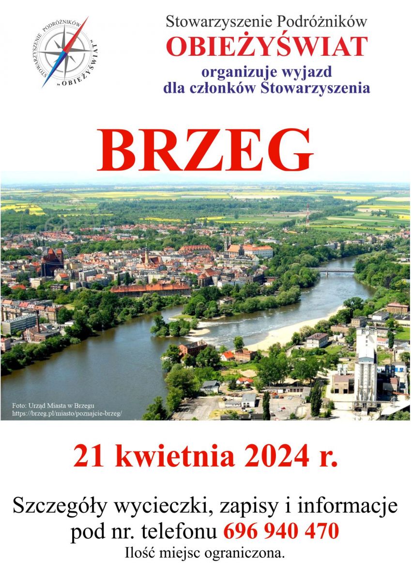 Plakat - Wycieczka do Brzegu - 21 kwietnia 2024 roku