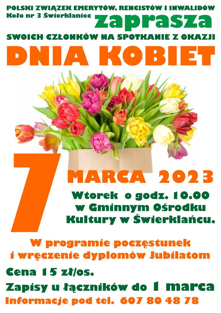 Plakat - Spotkanie z okazji Dnia Kobiet - 7 marca godzina 10.00